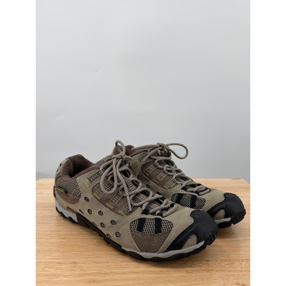 Merrell J055418 Mens 8 Hiking Trail Shoes Brown Suede Mesh Rubber Toe Caps Tread